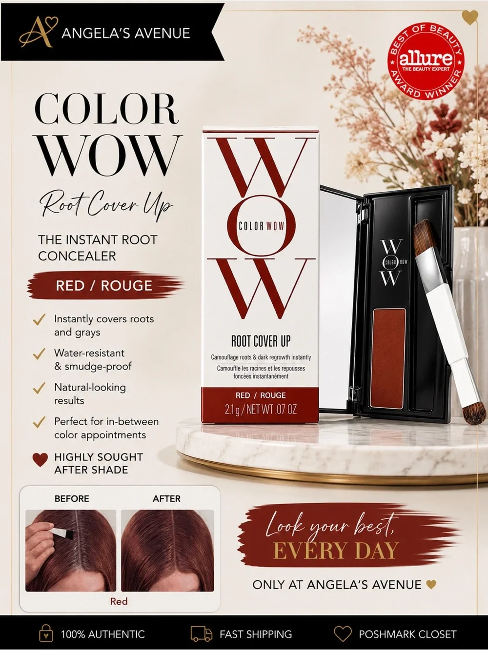 Color 𝐖𝐎𝐖 Root Cover Up Red Rouge powder